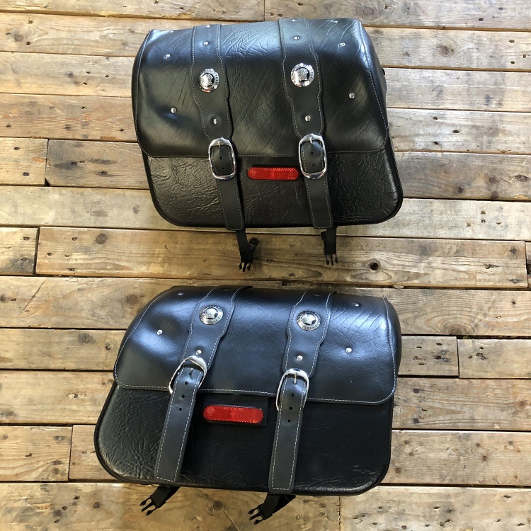 Indian Scout black leather saddlebags